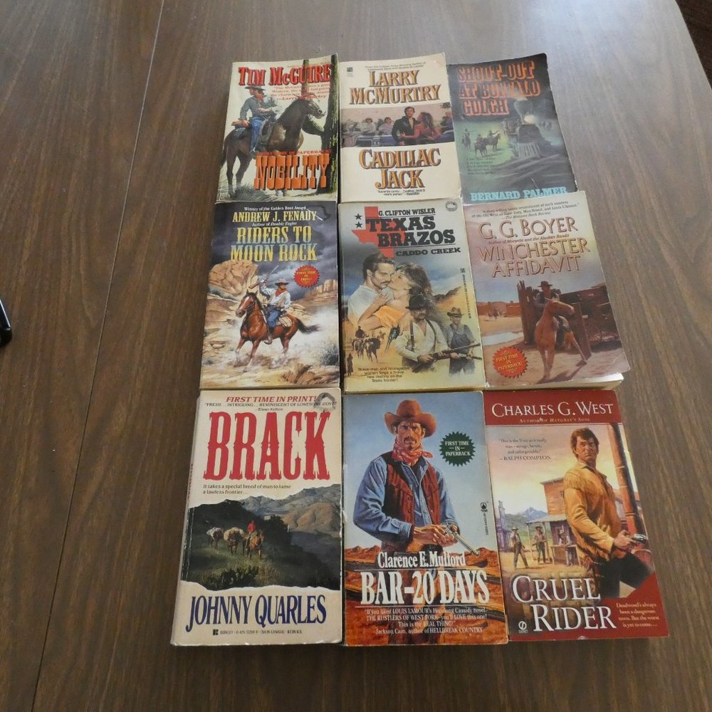 Lot Of 9 Vintage Western Paperback Books Various Authors